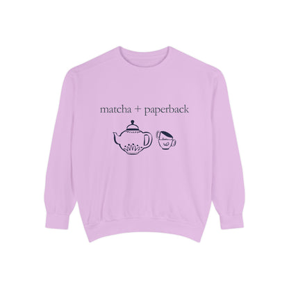 Matcha & Paperback Sweatshirt - Cozy Gift for Book Lovers, Perfect for Fall, Winter, Reading, Tea Enthusiasts, Casual Outfit