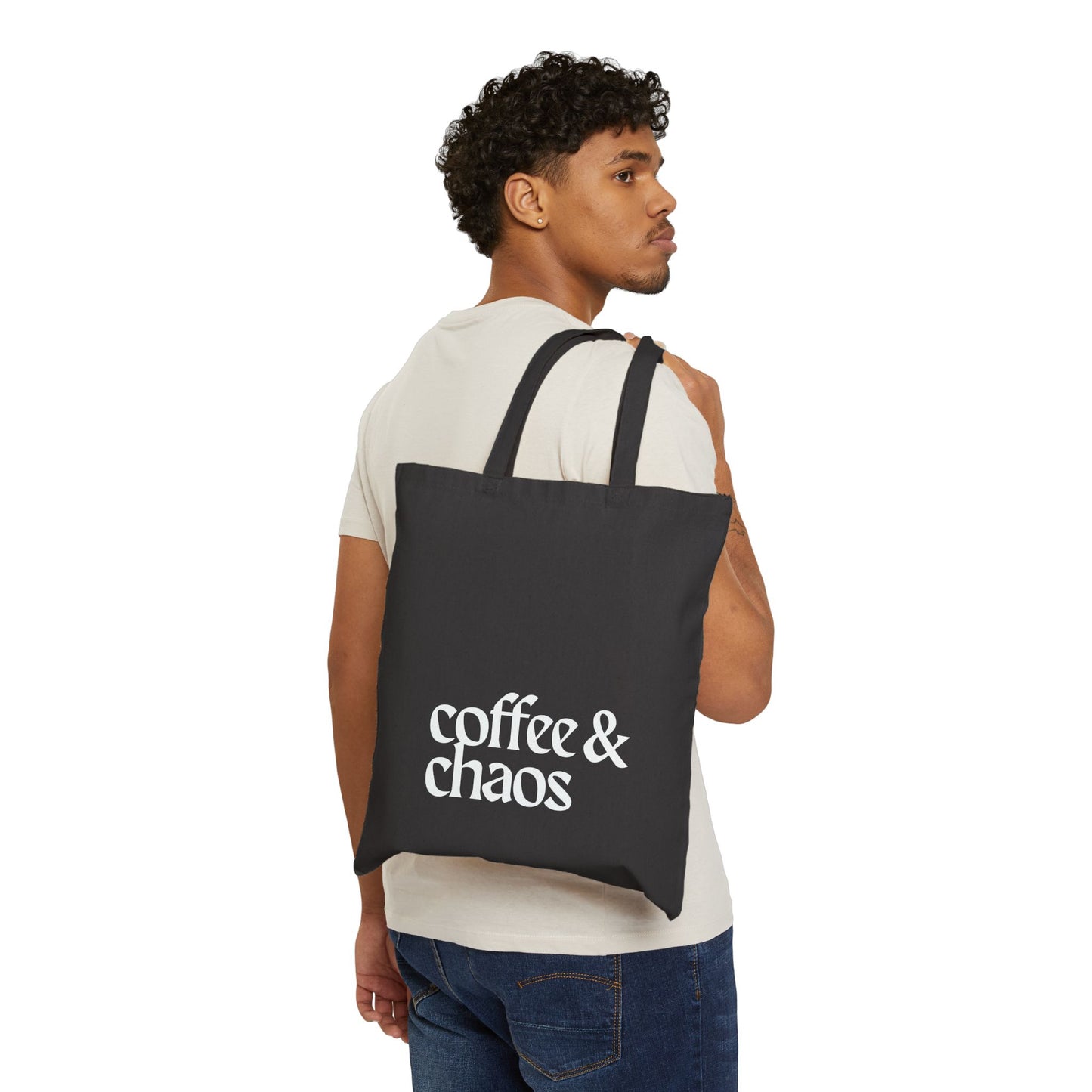 Coffee & Chaos Tote Bag, Minimalist Canvas Bag, Eco-Friendly Shopping Tote, Daily Use Handbag, Gift for Her