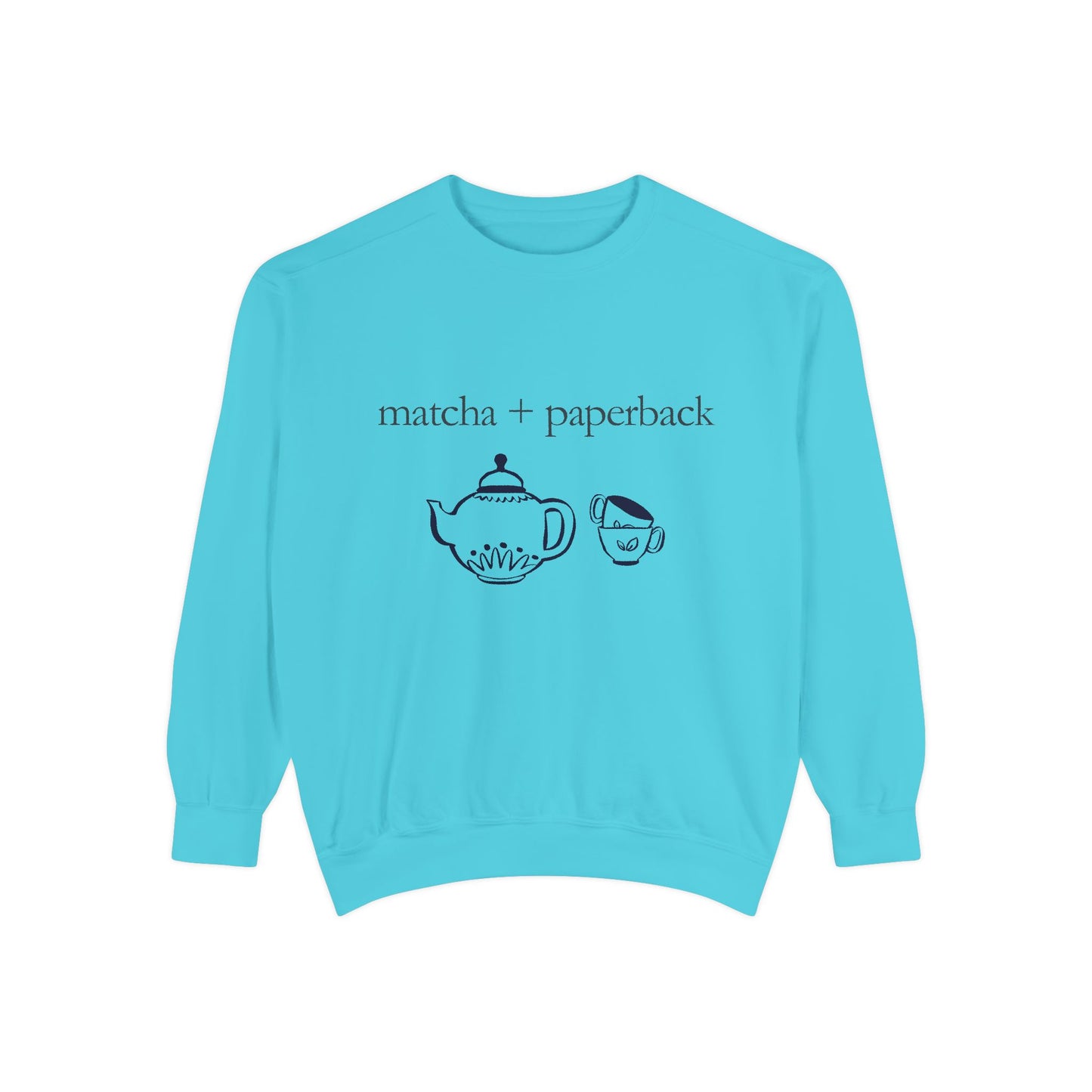 Matcha & Paperback Sweatshirt - Cozy Gift for Book Lovers, Perfect for Fall, Winter, Reading, Tea Enthusiasts, Casual Outfit
