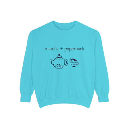 Matcha & Paperback Sweatshirt - Cozy Gift for Book Lovers, Perfect for Fall, Winter, Reading, Tea Enthusiasts, Casual Outfit