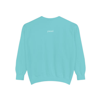 coffee and chaos in white | Unisex Garment-Dyed Sweatshirt