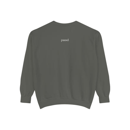 coffee and chaos in white | Unisex Garment-Dyed Sweatshirt