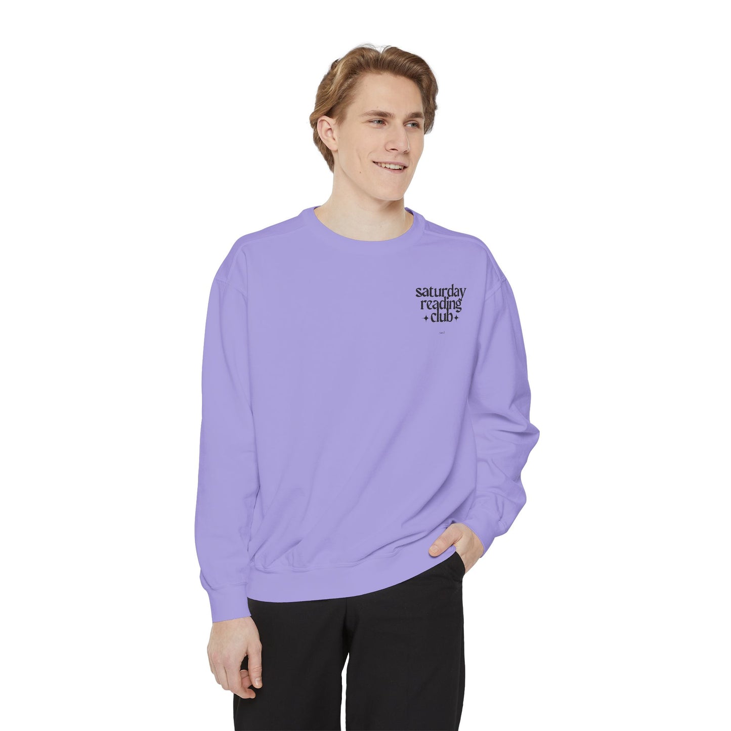 Saturday Reading Club Sweatshirt, Cozy Garment-Dyed Pullover for Book Lovers, Casual Wear, Perfect Gift for Readers, Literary Vibes