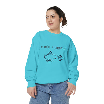 Matcha & Paperback Sweatshirt - Cozy Gift for Book Lovers, Perfect for Fall, Winter, Reading, Tea Enthusiasts, Casual Outfit