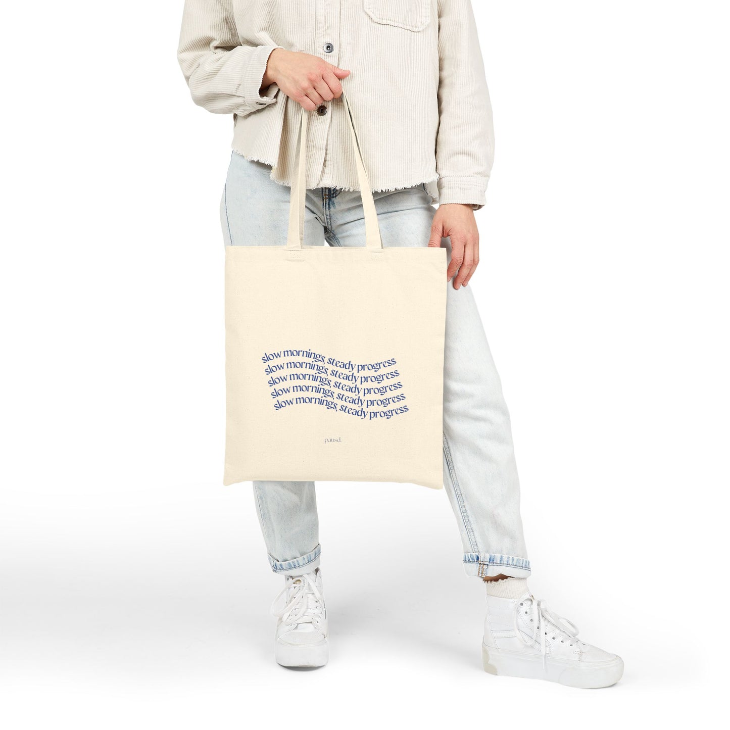 Slow Mornings Cotton Canvas Tote Bag, Eco-Friendly Shopping, Grocery Bag, Everyday Carryall, Gift for Her, Motivational Quote Bag