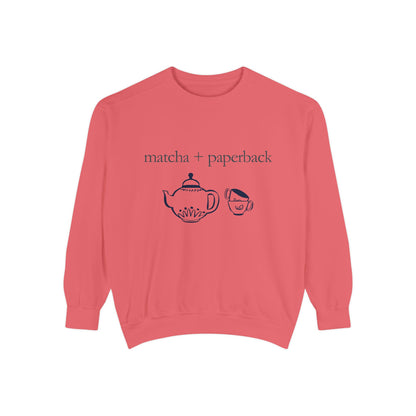 Matcha & Paperback Sweatshirt - Cozy Gift for Book Lovers, Perfect for Fall, Winter, Reading, Tea Enthusiasts, Casual Outfit