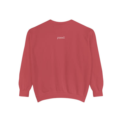 coffee and chaos in white | Unisex Garment-Dyed Sweatshirt