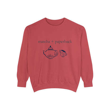 Matcha & Paperback Sweatshirt - Cozy Gift for Book Lovers, Perfect for Fall, Winter, Reading, Tea Enthusiasts, Casual Outfit