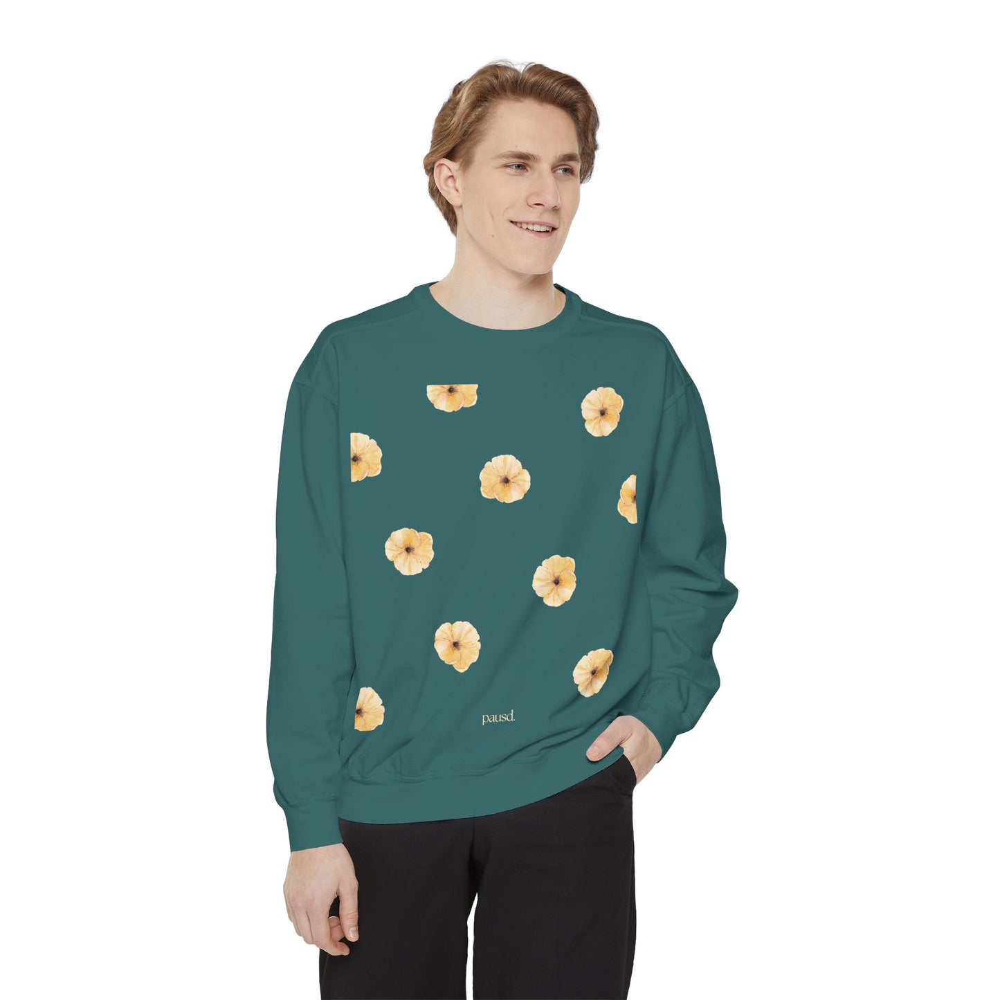 Floral Unisex Sweatshirt Yellow | Cozy Spring Style, Casual Fashion, Gift for Her, Trendy Layering, Perfect for Chill Days