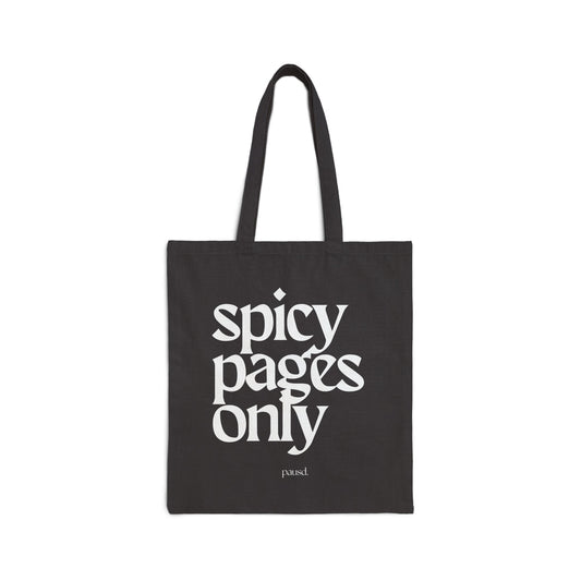 Spicy Pages Tote Bag, Cotton Canvas, Eco-Friendly Shopper, Gift for Book Lovers, Stylish Reusable Bag