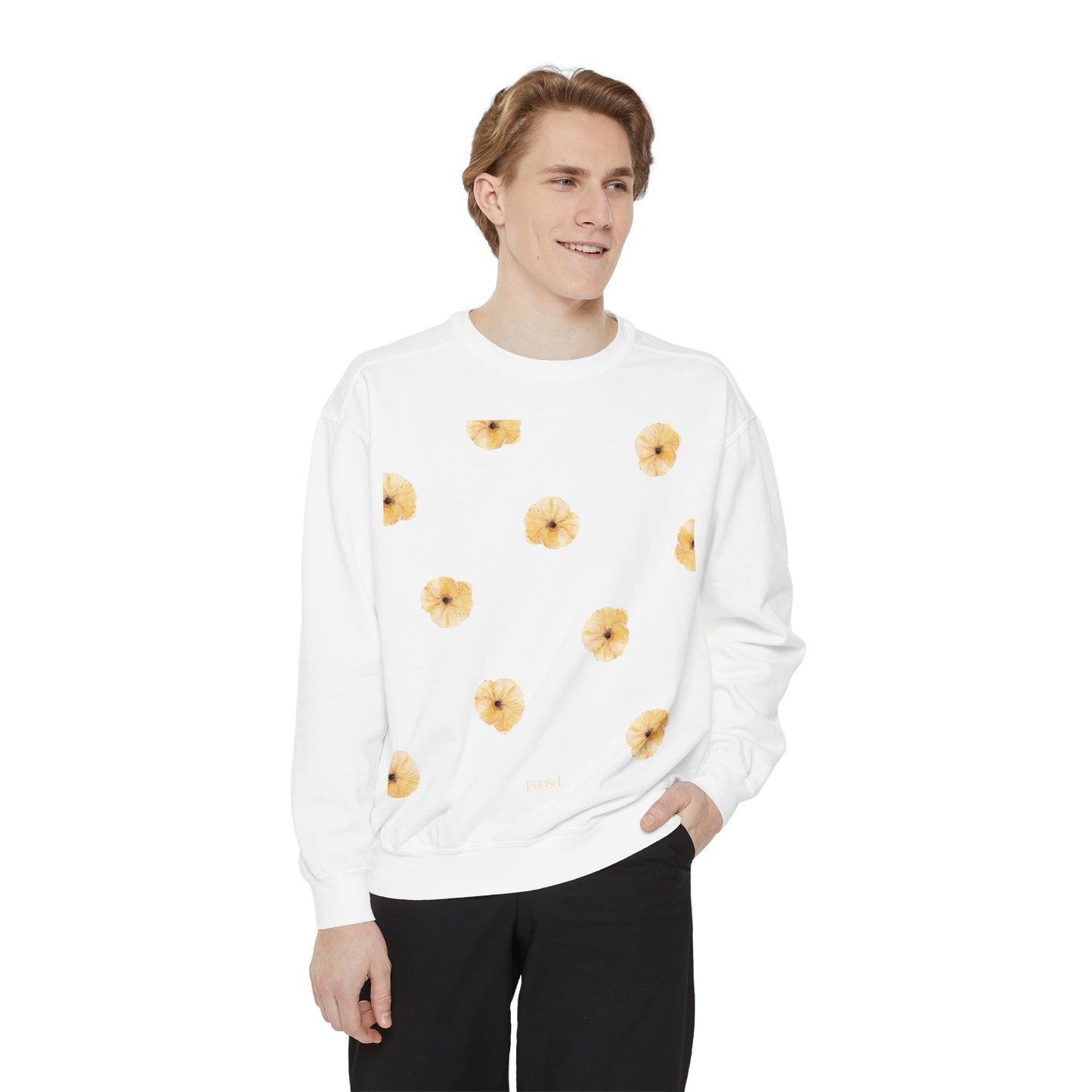 Floral Unisex Sweatshirt Yellow | Cozy Spring Style, Casual Fashion, Gift for Her, Trendy Layering, Perfect for Chill Days