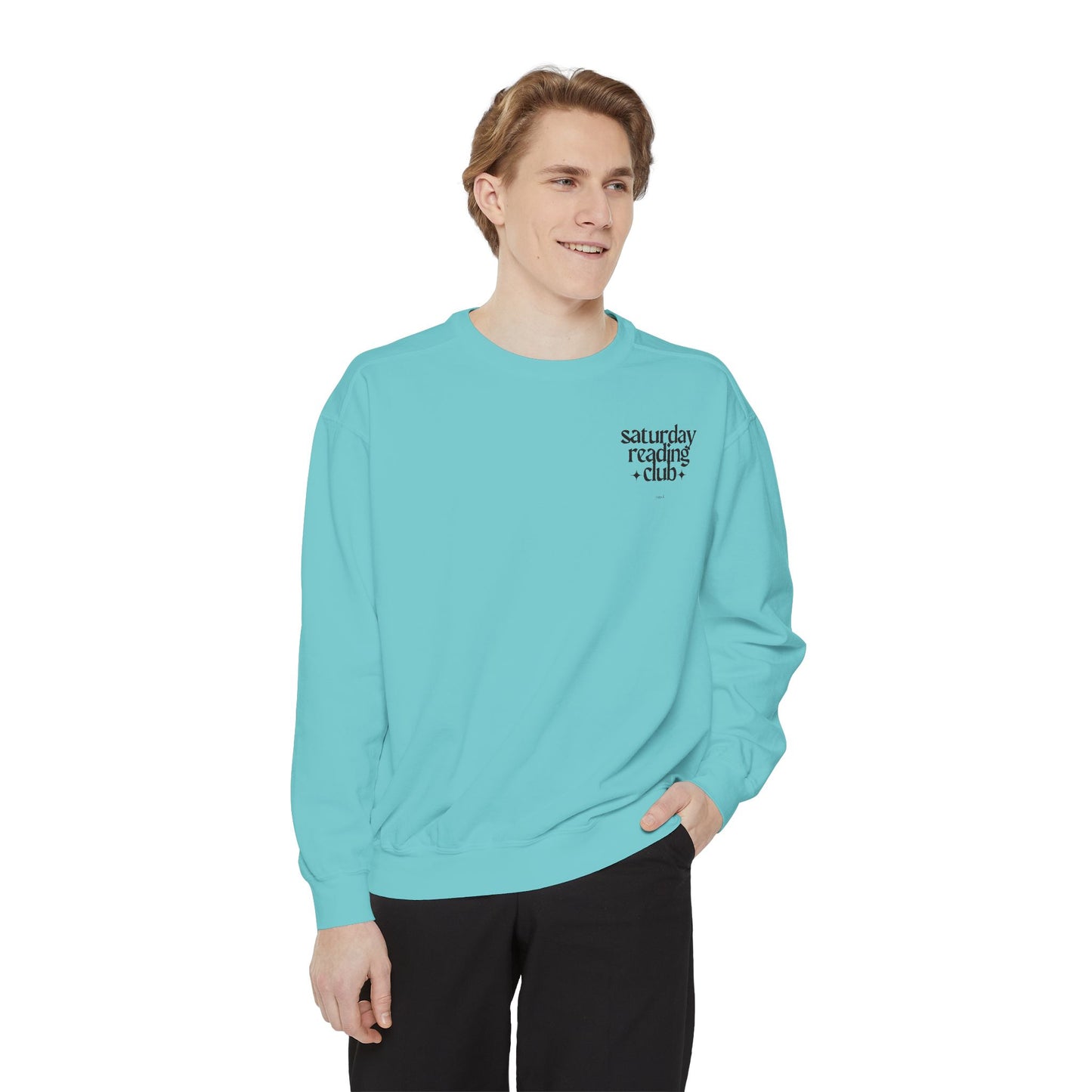 Saturday Reading Club Sweatshirt, Cozy Garment-Dyed Pullover for Book Lovers, Casual Wear, Perfect Gift for Readers, Literary Vibes