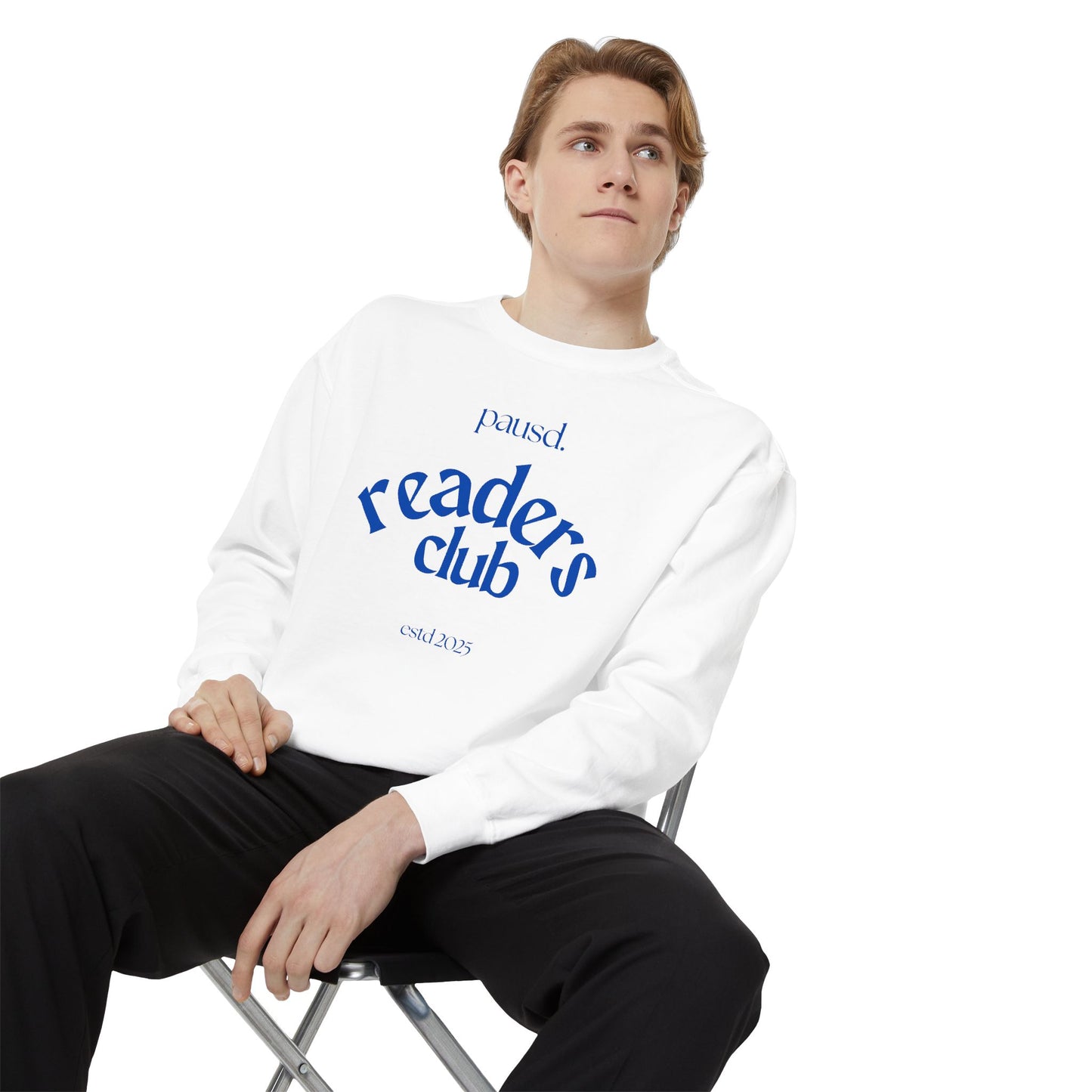 Readers Club Garment-Dyed Sweatshirt, Cozy Literary Apparel, Book Lover Gift, Comfortable Reading Sweatshirt, Casual Sweat Top