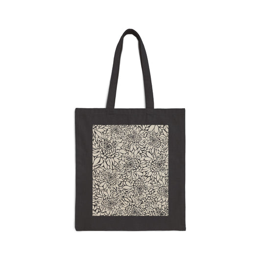 Floral Pattern Cotton Canvas Tote Bag, Eco-Friendly Shopping Bag, Reusable Grocery Tote, Beach Bag, Gift for Her