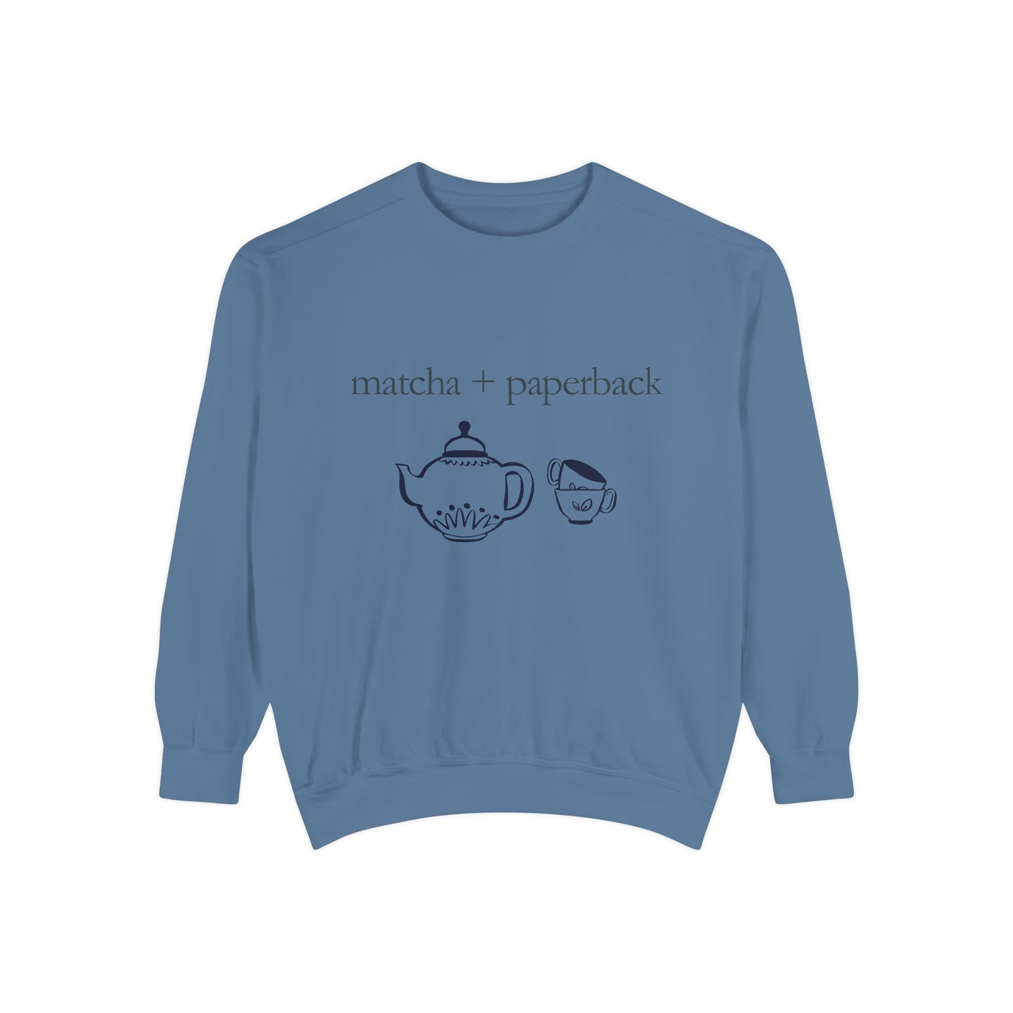 Matcha & Paperback Sweatshirt - Cozy Gift for Book Lovers, Perfect for Fall, Winter, Reading, Tea Enthusiasts, Casual Outfit