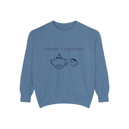 Matcha & Paperback Sweatshirt - Cozy Gift for Book Lovers, Perfect for Fall, Winter, Reading, Tea Enthusiasts, Casual Outfit