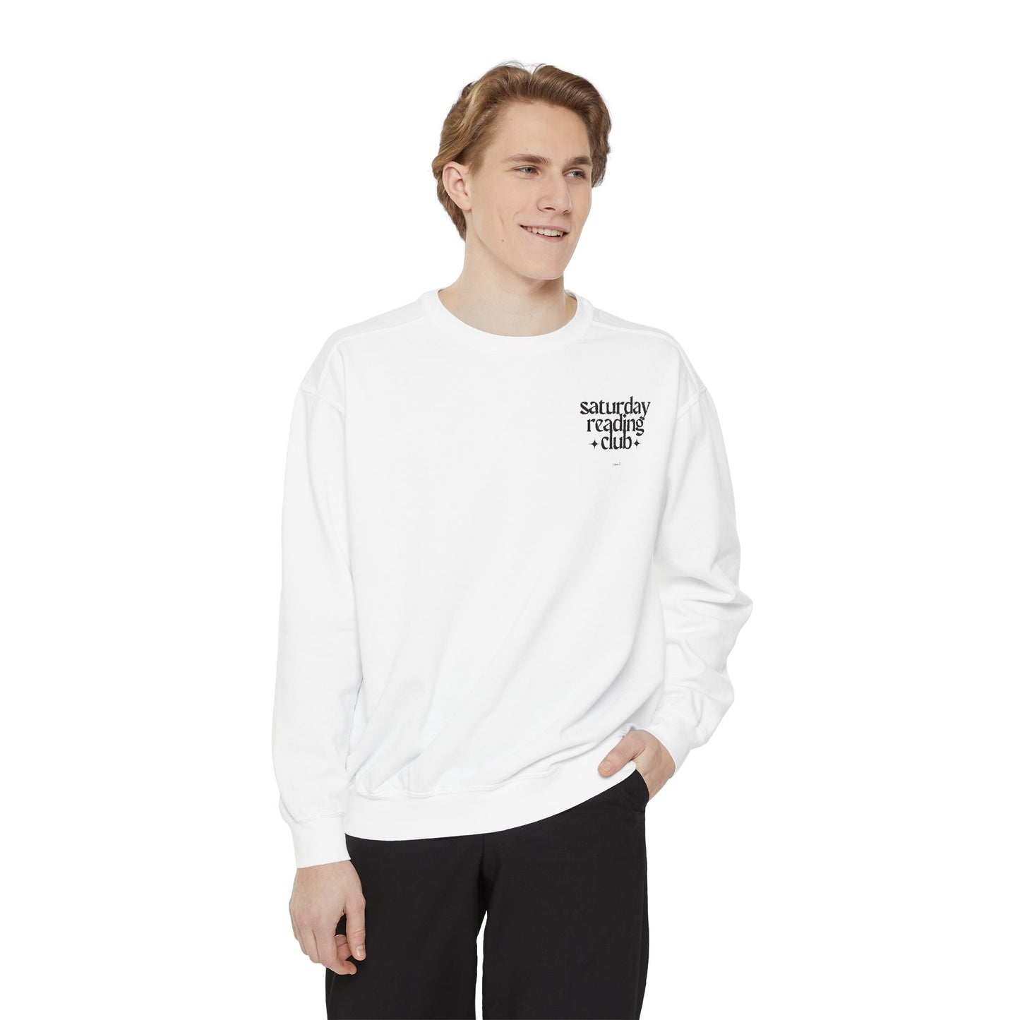 Saturday Reading Club Sweatshirt, Cozy Garment-Dyed Pullover for Book Lovers, Casual Wear, Perfect Gift for Readers, Literary Vibes