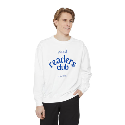 Readers Club Garment-Dyed Sweatshirt, Cozy Literary Apparel, Book Lover Gift, Comfortable Reading Sweatshirt, Casual Sweat Top
