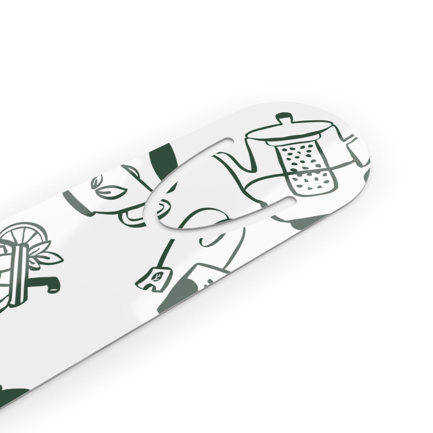 Stylish Metal Bookmark for Book Lovers, Tea & Coffee Design, Reading Accessory, Gift for Writers, Cozy Home Decor