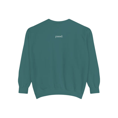 coffee and chaos in white | Unisex Garment-Dyed Sweatshirt
