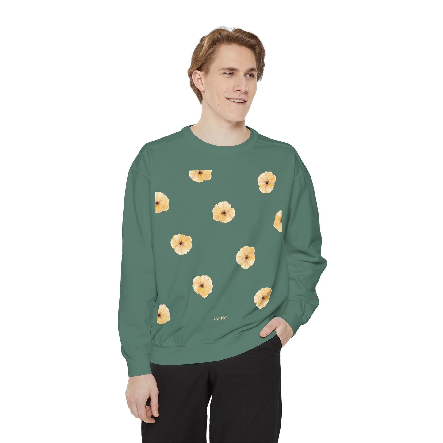 Floral Unisex Sweatshirt Yellow | Cozy Spring Style, Casual Fashion, Gift for Her, Trendy Layering, Perfect for Chill Days