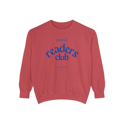 Readers Club Garment-Dyed Sweatshirt, Cozy Literary Apparel, Book Lover Gift, Comfortable Reading Sweatshirt, Casual Sweat Top
