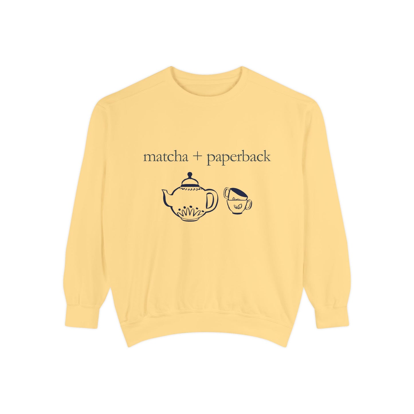 Matcha & Paperback Sweatshirt - Cozy Gift for Book Lovers, Perfect for Fall, Winter, Reading, Tea Enthusiasts, Casual Outfit
