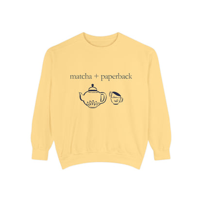 Matcha & Paperback Sweatshirt - Cozy Gift for Book Lovers, Perfect for Fall, Winter, Reading, Tea Enthusiasts, Casual Outfit