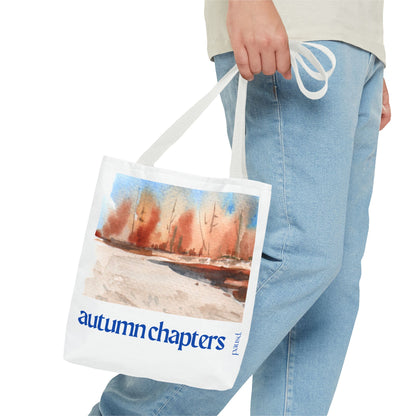 Autumn Chapters Tote Bag, Stylish Eco-Friendly Carryall, Fall Vibe Shopping Tote, Gift for Nature Lovers, Seasonal Market Bag