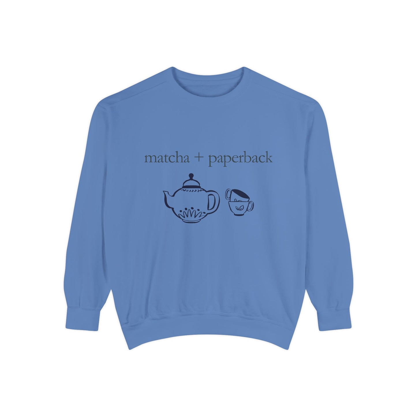 Matcha & Paperback Sweatshirt - Cozy Gift for Book Lovers, Perfect for Fall, Winter, Reading, Tea Enthusiasts, Casual Outfit