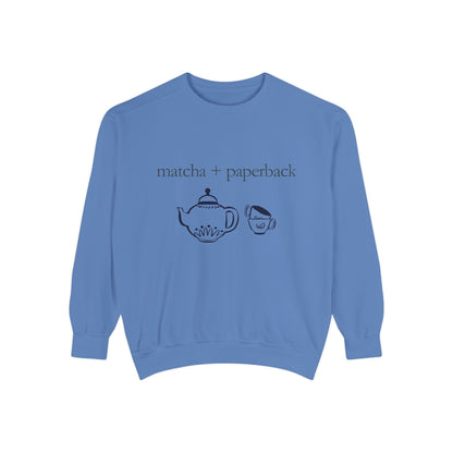 Matcha & Paperback Sweatshirt - Cozy Gift for Book Lovers, Perfect for Fall, Winter, Reading, Tea Enthusiasts, Casual Outfit
