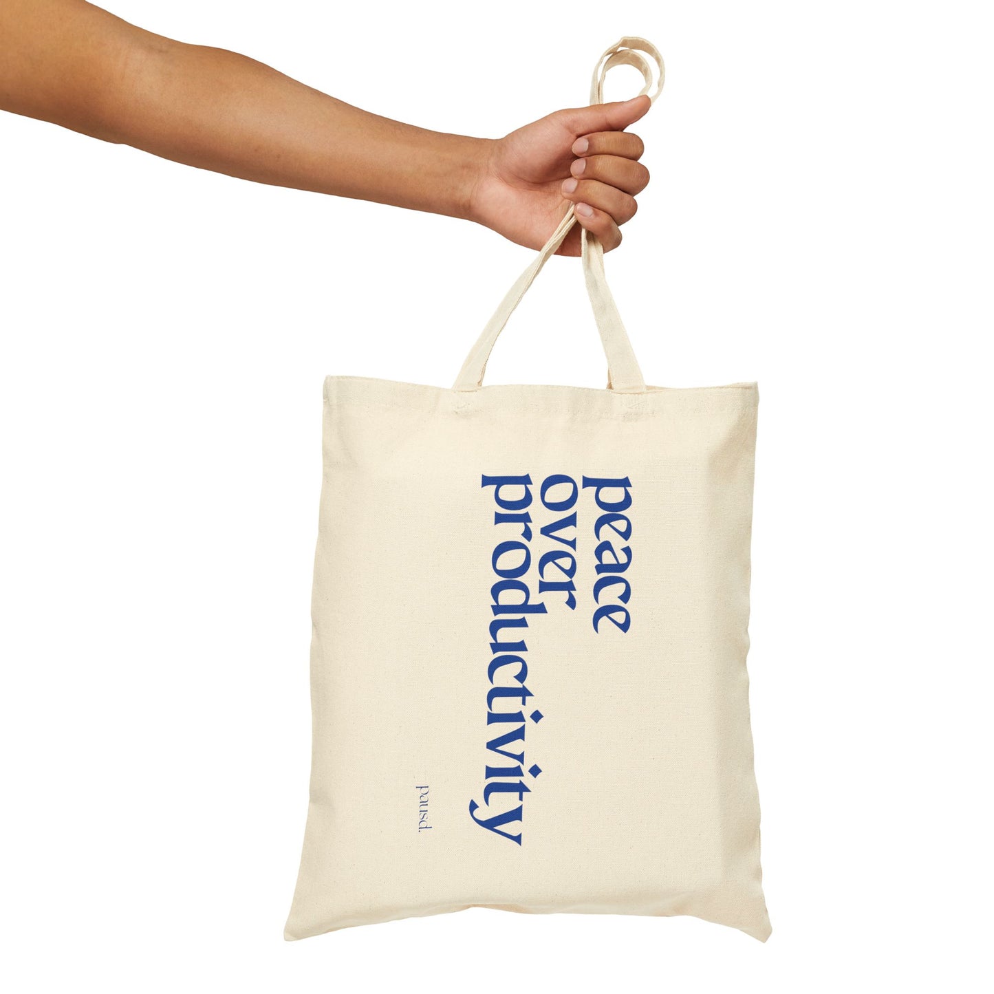Peace over Productivity -  Soft Hustle Tote Bag, Eco-Friendly Tote, Reusable Grocery Bag, Motivational Canvas Bag, Gift for Her, Everyday Carryall